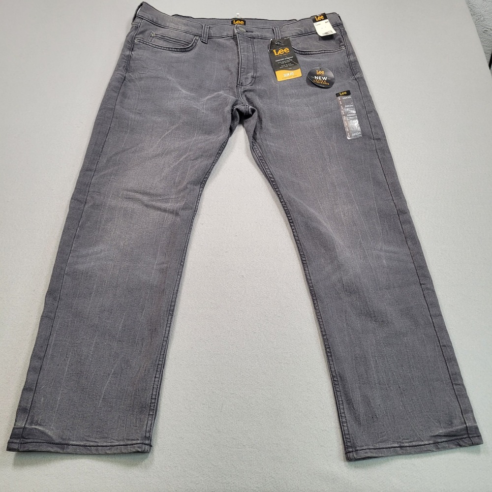 Lee Slim Fit Straight Leg Gray Jeans 38x30 Comfort Stretch 102003565 Mens